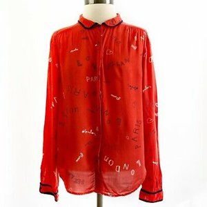 Anthropologie Maeve Novelty Paris London Blouse 6